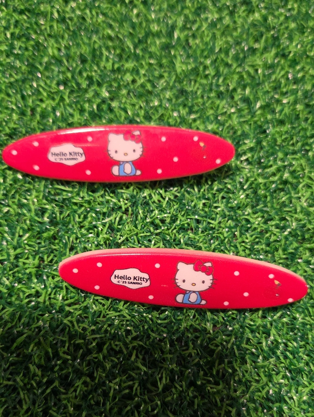 Hello Kitty Pink-Red Polka Dot Hair Clips